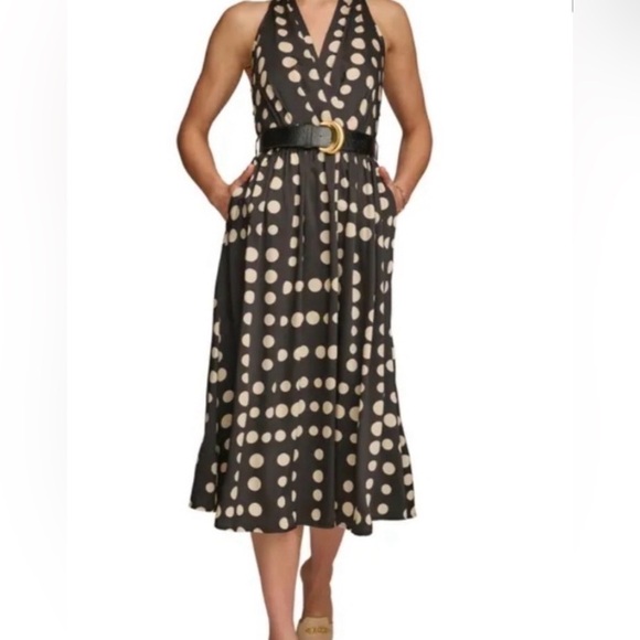 Donna Karan Dresses & Skirts - Donna Karen Polka Dot Halter Dress - Black and White